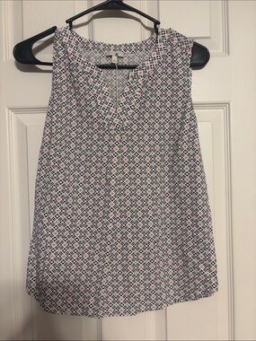 Talbots Sleeveless Geometric Print Camisole in White, Black & Pink